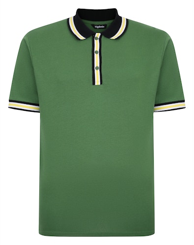 Bigdude Contrast Stripe Tipped Polo Shirt Deep Green Tall